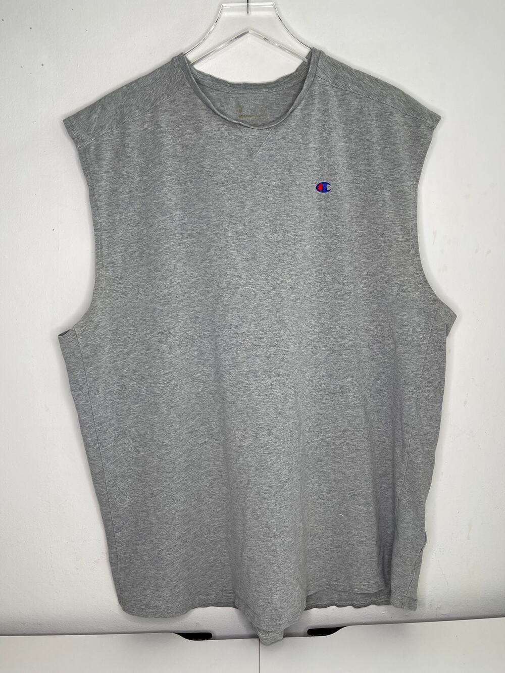 Champion Vintage Gray Embroidered Logo Muscle Tank 100% Cotton Men's Size XL XXL